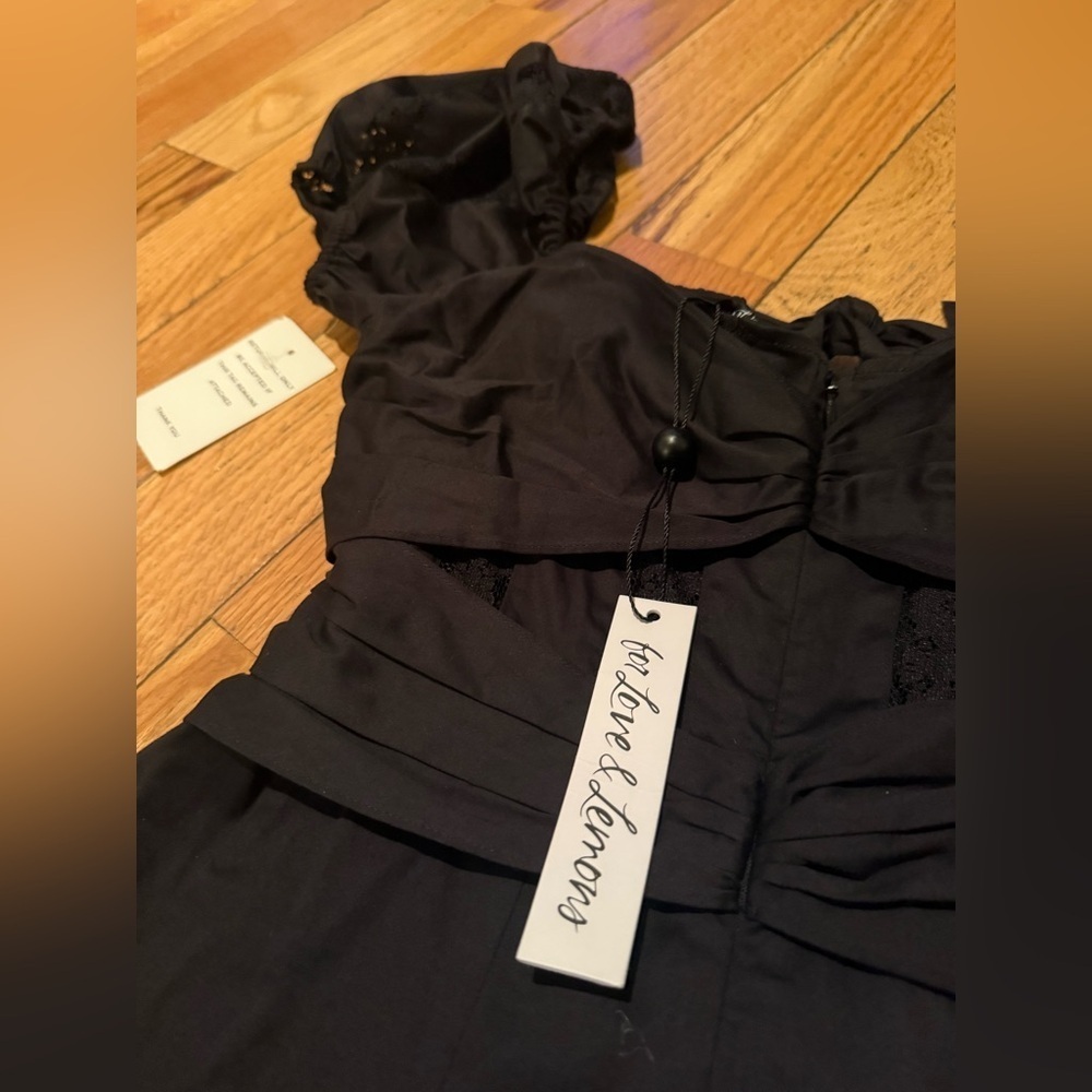 For Love & Lemons Short Sleeve Black Corset Mini Dress Women’s Size L Black NWT - Picture 10 of 16